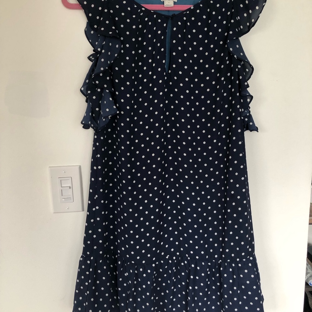 J. Crew Printed Flutter Sleeve Polka Dots Dress